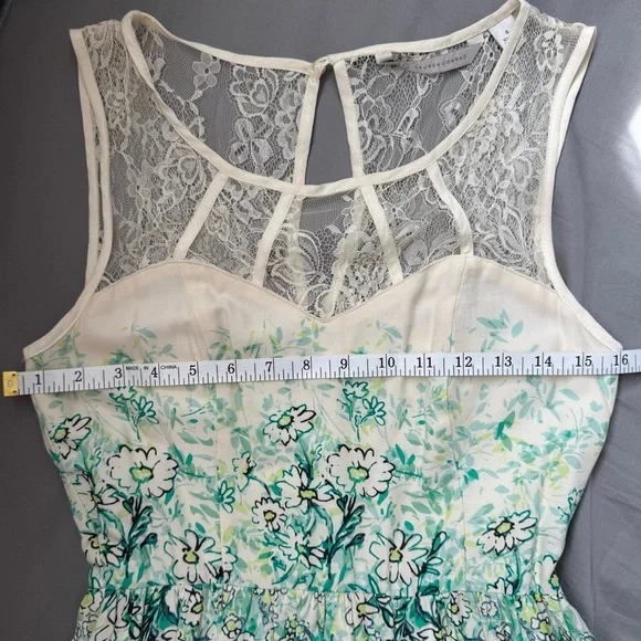 LC Lauren Conrad Cream Green Halter A-line Mini Dress - Picture 11 of 12